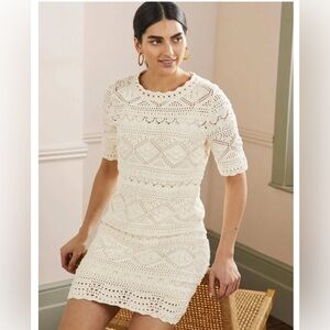 BODEN US size 6 Claudia Textured Knitted Dress in ivory / white